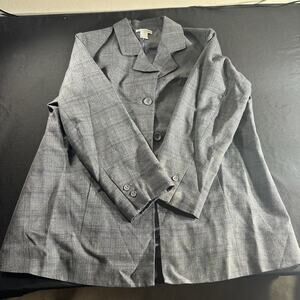 Jessica London Womens 18W Gray Plaid Blazer Jacket Plus Size Career Office